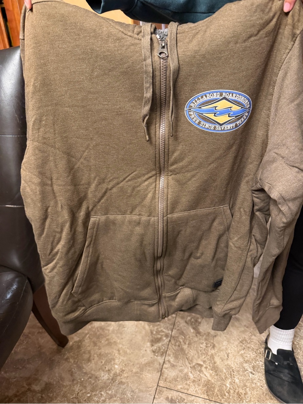 Billabong Olive Brown Full-Zip Men's Hoodie